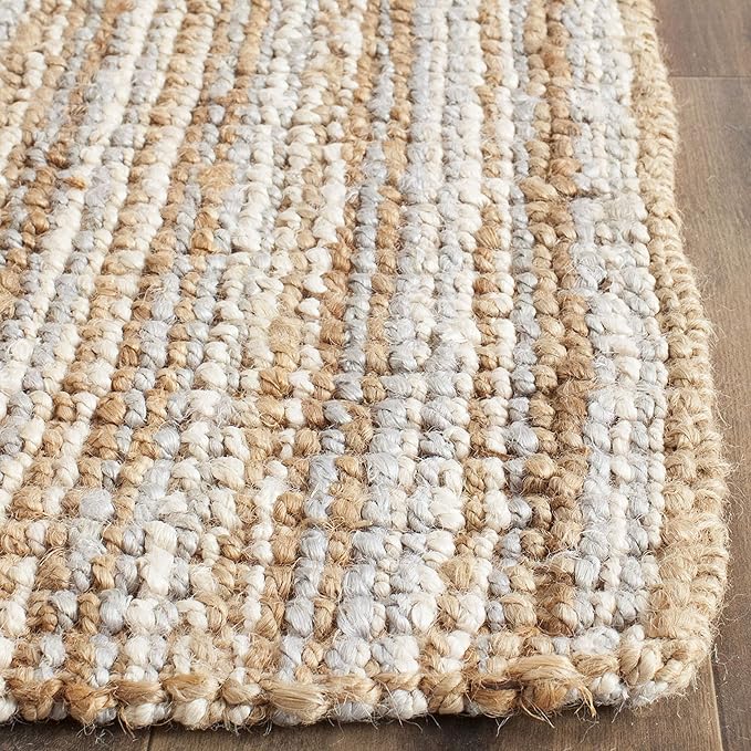 SAFAVIEH Area Rug 11x15 - Natural Fiber Collection - Large - Grey & Natural Brown, Handmade Jute, Farmhouse Style, Chunky Textured Thick Pile (NF447K)