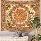 Accnicc Yellow Sun Tapestry Boho Floral Sunflower Plant Wall Tapestry for Bedroom Aesthetic Vintage Flower Celestial Small Tapestries Wall Hanging for Dorm Living Room Decor 60 x 44 Inch