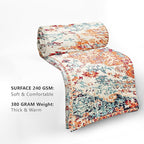 Orange Blue Boho Blanket Soft Flannel Lightweight Rust Teal Bohemian Throw Blanket Cozy Warm Vintage Aztec Carpet Blankets All Seasons Living Room Decor for Couch Chair Bed Sofa Office 40x50 inch