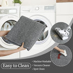 Faux Jute Non-Slip Area Rug, 10x14 Washable Pet-Friendly Floor Mat for Living Room, Bedroom, Entryway, Machine Woven Durable Scratch Resistant Carpet, Grey