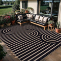 Tangsoo Easy Jute 5x7 Large Washable Area Rug for Dining Room Table,Non-Slip Black Outdoor RugThin Indoor Mat,Modern Farmhouse Rainbow Carpet for Living Room Bedroom Patio Home Decor