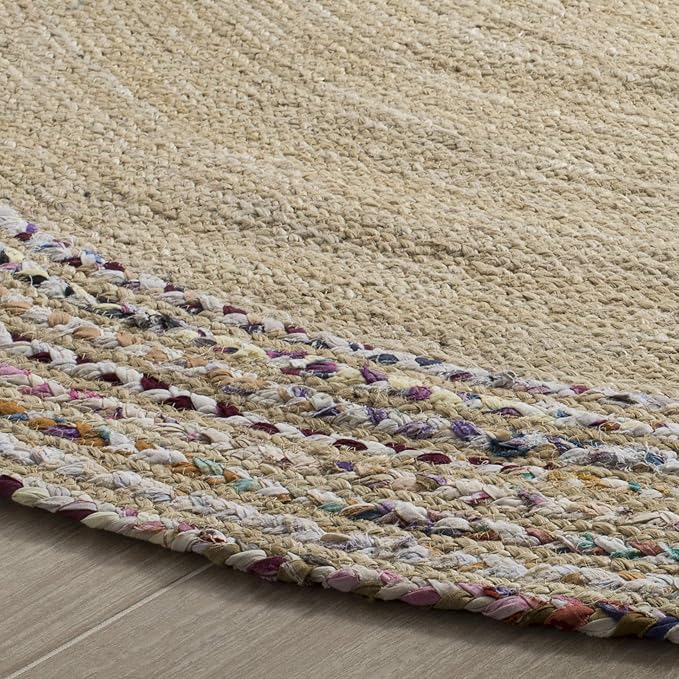 SAFAVIEH Cape Cod Collection Area Rug - 10' Round, Ivory & Light Beige, Handmade Braided Jute, Ideal for High Traffic Areas in Living Room, Bedroom (CAP207B)