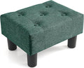 Poofzy Small Foot Stool Ottoman, Linen Ottoman Foot Rest with Legs, Rectangle Foot Rest for Couch, Footstools and Ottomans Small for Living Room and Entryway (Green)