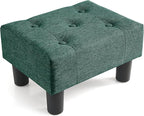 Poofzy Small Foot Stool Ottoman, Linen Ottoman Foot Rest with Legs, Rectangle Foot Rest for Couch, Footstools and Ottomans Small for Living Room and Entryway (Green)