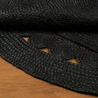 Hand Woven Braided Jute Rug - 5' Round - Black Reversible Farmhouse Rugs for Living Room, Bedroom, Dining Room, Kitchen - Natural Decorative Floor Boho Entry Area Rugs - Round Rug 5ft