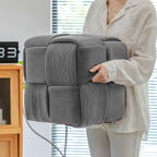 Ottoman Foot Rest Soft and Comfortable Ottoman Square Corduroy Woven Design Sofa Stool (Grey)