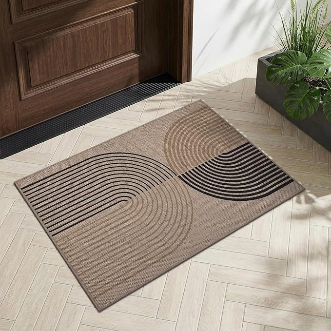 GarveeHome Rainbow Easy Jute Rug 2x3 Entryway Rug Indoor Outdoor Front Door Mat Neutral Non Slip Non Shedding Washable Farmhouse Kitchen Mat
