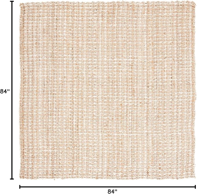 SAFAVIEH Natural Fiber Collection Area Rug - 7' Square, Natural, Handmade Boho Farmhouse Woven Jute, Ideal for High Traffic Areas in Living Room, Bedroom (NF187A)