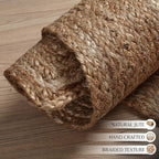 Ramanta Home Hand Woven Jute Braided Rug 2'x3' - Natural, Boho Reversible Floor Carpet for Living Room, Farmhouse Accent Rugs for Kitchen, Nursery, Kids Room, Bedroom, Patio - 24X36 Inch
