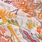 Boho Throw Blanket 60" x 80", 100% Organic Cotton Breathable Skin-Friendly Ultra Soft Bed Quilt Throw - Floral Rustic Decor Luxury Reversible Blanket for Sofa Couch Chair and Gift,