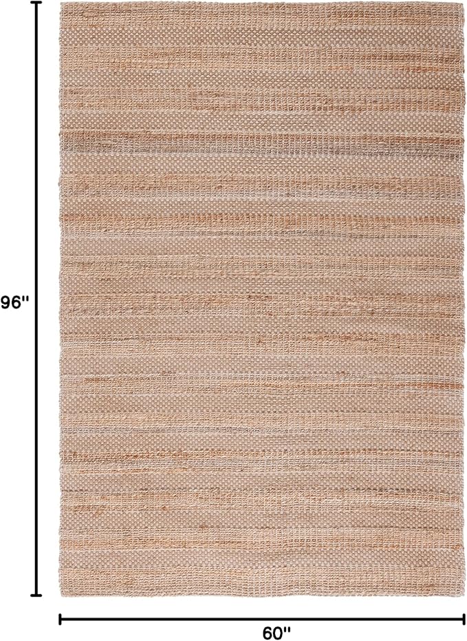 SAFAVIEH Natural Fiber Collection Area Rug - 5' x 8', Ivory & Natural, Handmade Boho Farmhouse Rustic Jute & Cotton Jute, Ideal for High Traffic Areas in Living Room, Bedroom (NFB654A)