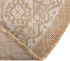 Rugs.com Outdoor Aztec Collection Rug – 3 Ft Round Natural Flatweave Rug Perfect for Kitchens, Dining Rooms