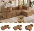WLIVE 108'' Cloud Sectional Couches for Living Room, Modular Boneless Couch with Left Facing Chaise, L Shape Memory Foam Corduroy, with Ottoman, Brown