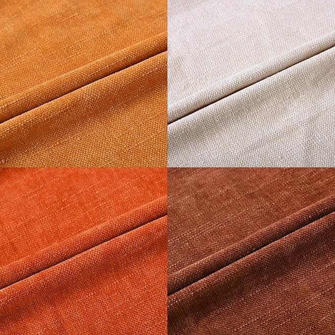 Set of 4 Soft Textured Decorative Throw Pillow Covers 18x18 Inch Cozy Farmhouse Cushion Cover Square Accent Pillow Cases for Bed Couch Sofa Living Room, Beige Rust Orange