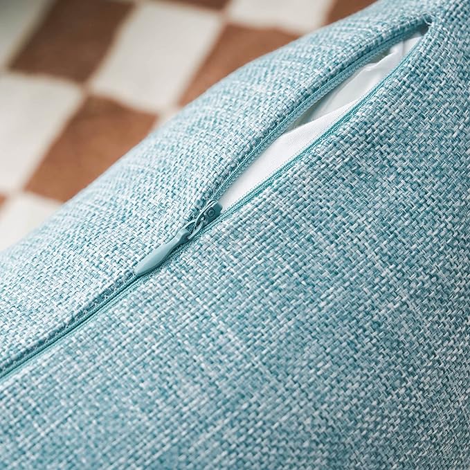 Home Brilliant Couch Pillow Covers 18x18 Lined Linen Burlap Square Throw Pillows Cover Decorative Pillow Cases for Sofa Bed, 18 x 18 inch, Teal