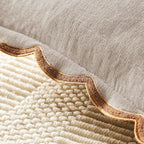 Beige Scalloped Pillow Cover Pack of 2 Spring Chenille Decorative Throw Pillow Covers 18x18 Cute Boho Couch Pillow Covers Aesthetic Funky Preppy Pillow Cases for Sofa Living Room