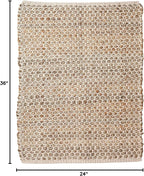 Jute Cotton Hand Woen Rug 2x3 Feet - Natural, Farmhouse Boho Neutral Fiber Floor Rugs Ideal for Entryway, Kitchen, Bedroom, Nursary Room | Beige Reversible Small Area Door Mat for Indoor Outdoor Use