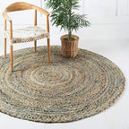 Unique Loom Braided Chindi Collection Casual Modern Natural Round Rug (4' 0 x 4' 0)