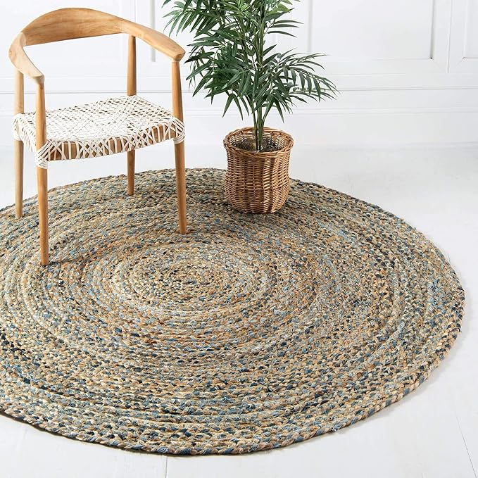 Unique Loom Braided Chindi Collection Casual Modern Natural Round Rug (4' 0 x 4' 0)