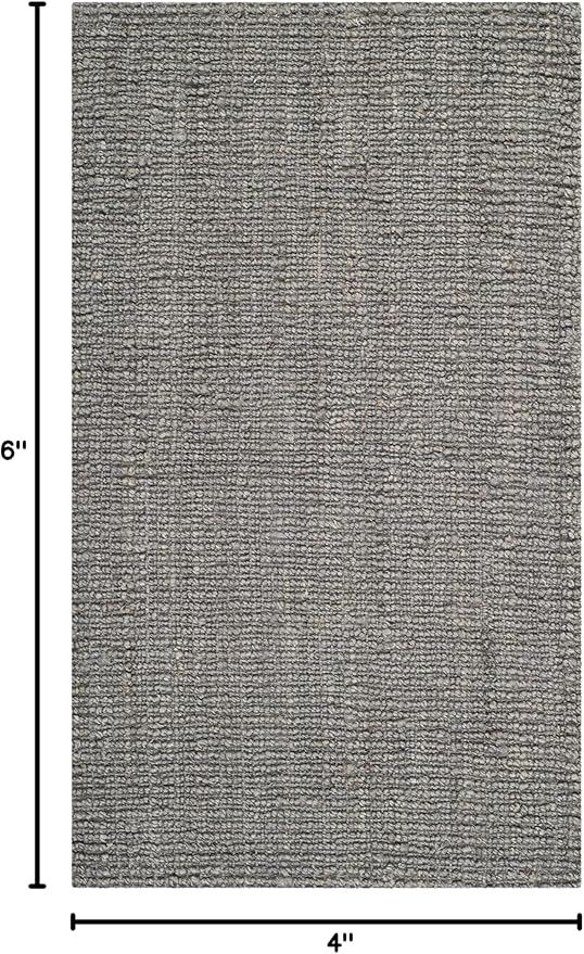 SAFAVIEH Area Rug 4x6 - Natural Fiber Collection - Light Grey, Handmade Jute, Farmhouse Style, Chunky Textured Thick Pile (NF447G)