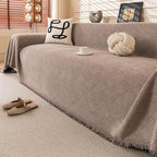 ROOMLIFE Brown Waterproof Couch Cover Sofa Covers, Chenille Couches Covers for 3 Cushion Sofas, Non Slip Soft Breathable Sofa Slipcovers for Pet, Washable Furniture Protector with Tassel,71''X134”