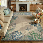 LIVEBOX Modern Easy Jute Outdoor Rug 8x10, Washable Rugs for Living Room Indoor Outdoor Non Slip Large Patio Coastal Animal Farmhouse Area Rugs, Carpet for Backyard Office Decor(Olive 8'x10')