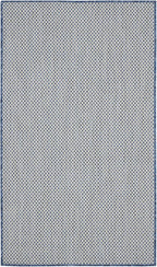 Nourison Home Courtyard Ivory Blue 3' x 5' Area Rug - Easy Clean, Non Shedding, Bed Room, Living Room, Dining Room, Kitchen (3' x 5')