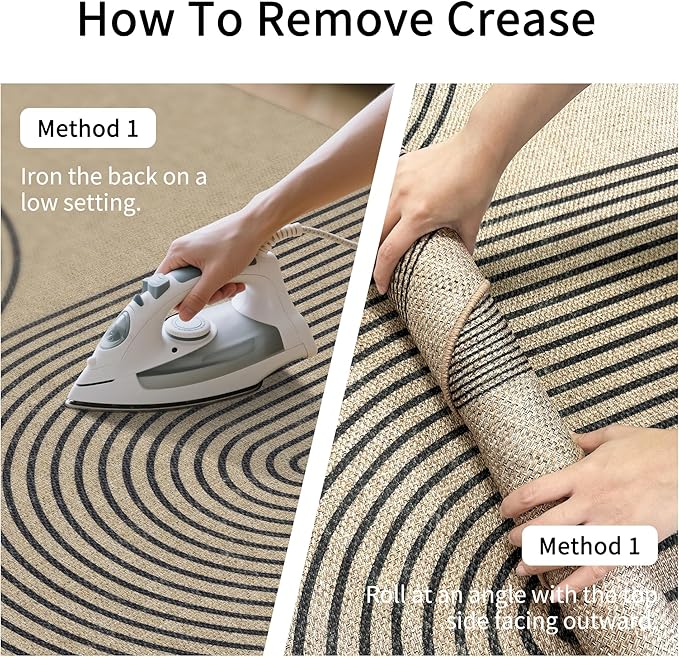 Easy Jute Rug 8x10: Indoor Outdoor Natural Boho Area Rugs for Living Room Patio Washable - Farmhouse Neutral Contemporary Large Carpet for Bedroom Dining Room Backyard Office Non Slip