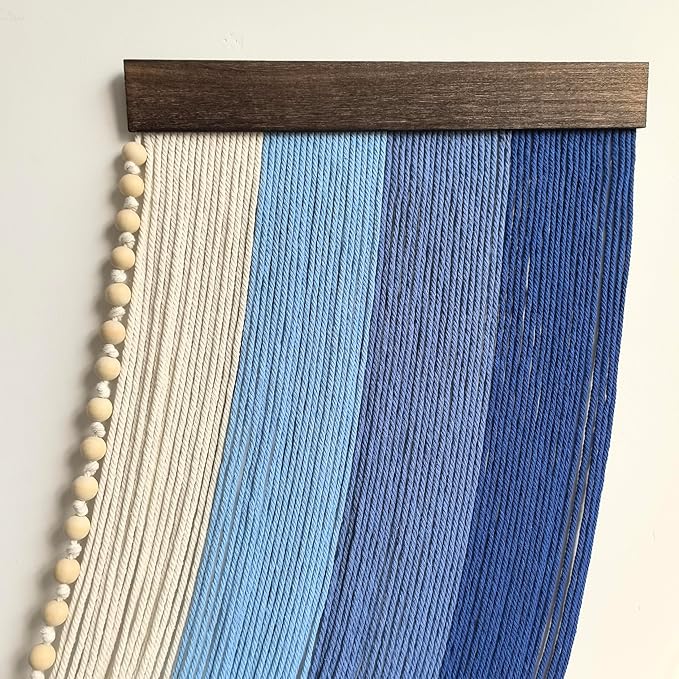 guzhiou Large Macrame Wall Hanging, Boho Wall Tapestry Decor, Fiber Wall Art Background Decor for Living Room Bedroom - Modern Craftsmanship Headboard (Blue)