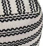 GDFStudio Boho Handmade Fabric Cube Pouf Ottoman Foot Stool - Bean Bag Floor Chair - Foot Rest Couch for Living Room Bedroom,Natural and Black,16" x 16" x 15.75"