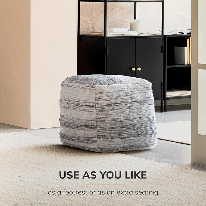 Anji Mountain Pouf Ottoman Foot Rest, Handmade Ottoman Pouf, Comfortable Foot Stool, Decorative Floor Seating for Living Room Decor, Bedroom & Home Décor Accent - Inverness
