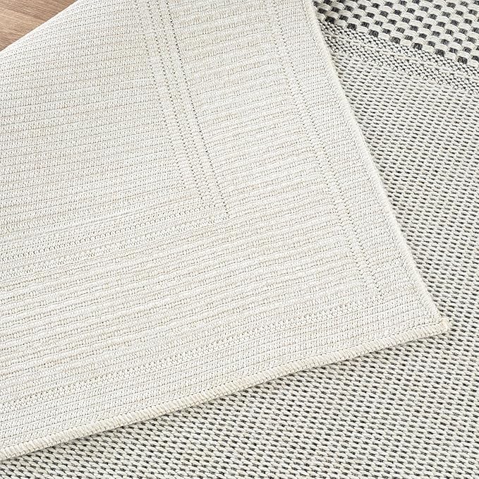 CAMILSON Easy Jute Rug 2x3, Indoor Outdoor Off-White Color Fiber Area Rugs for Entry, Living Room and Kitchen Rug, Bordered Boho Woven Design, Easy-Cleaning, Washable Outside Carpet (2 x 3)