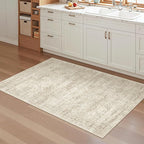 3x4 Rug, Small Area Rug for Kitchen, Entryway, Machine Washable Non-Slip Throw Rug, Vintage Carpet for Nursery Coffee Table Beige