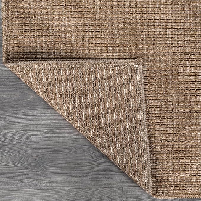 Beverly Rug Easy Jute Natural Runner Rug 2x7 Solid Washable Durable Outdoor Indoor Area Rugs for Living Dining Room Patio Office Stain Resistant Non Shedding Casual Indoor Outside Carpet 2 x 7 Natural