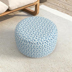 LVTXIII Indoor/Outdoor Extra Large Inflatable Ottoman Pouf D31 x H14 Inch, Round Footstool with Handle, Weather-Resistant Portable Furniture for Patio, Camping, Beach, Brush Blue
