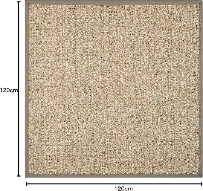 SAFAVIEH Area Rug 10' Square - Natural Fiber Collection - Large - Natural & Grey, Seagrass, Basketweave Pattern with Border (NF114P)