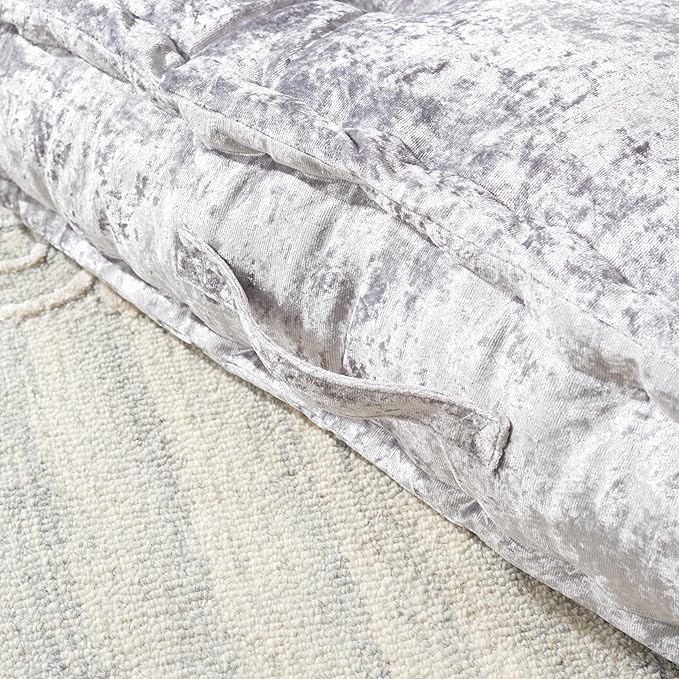 SAFAVIEH Home Collection Belia Silver 18-inch Square Tufted Floor Pillow with Insert