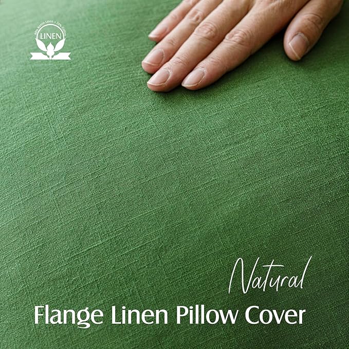 Foindtower Pack of 2, Decorative Linen Soild Throw Pillow Covers Soft Accent Euro Cushion Case Boho Farmhouse Pillowcase for Chair Couch Sofa Bedroom Living Room Home Decor 18 x 18 Inch Forest Green