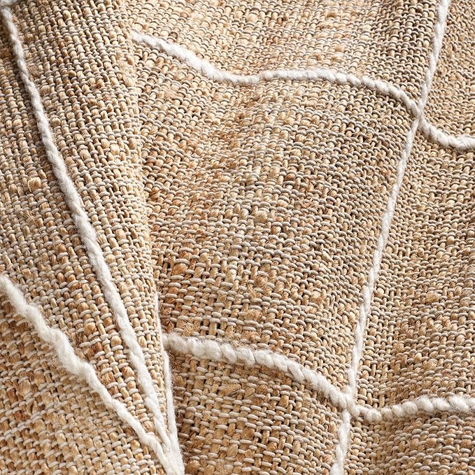 Dash & Albert Judson Natural/Ivory Handwoven Jute Rug, 8.5 X 11.5 Feet, Ivory Graphic Pattern