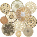Tatuo 11 Pcs Boho Wall Basket Decor Decorative Bulrush Woven Basket Wall Decor Art Round Farmhouse Hanging Baskets for Kitchen Rustic Home Summer Decorations, Multi Sizes(Vivid)