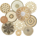 Tatuo 11 Pcs Boho Wall Basket Decor Decorative Bulrush Woven Basket Wall Decor Art Round Farmhouse Hanging Baskets for Kitchen Rustic Home Summer Decorations, Multi Sizes(Vivid)