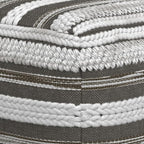 SIMPLIHOME Sommer Boho Square Pouf in Natural/Taupe Grey Handloom Woven Pattern for the Living Room, Bedroom and Kids Room