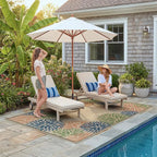 LIVEBOX Modern Easy Jute 5x7 Outdoor Rug, Washable Area Rugs for Living Room Patio Tropical Floral Indoor Outdoor Rug, Boho Farmhouse Non Slip Carpet for Backyard Foyer Dining Room(Olive, 5'x7')