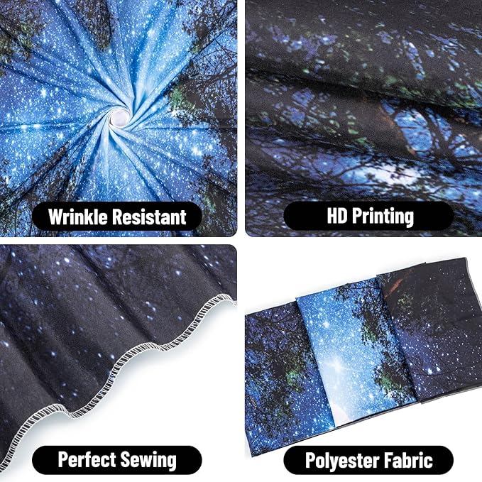 Forest Galaxy Starry Tapestry for Bedroom Ceiling, Blue Space Night Starry Sky Moon Stars Tapestry Aesthetic, Tree Forest Milky Way Backdrop Wall Hanging for Dorm Living Room Decor (51" X 60")