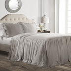 Lush Decor Ruffle Skirt Bedspread Set - 3-Piece Luxurious Farmhouse Bedding - Elegant Ruffle Detail - Timeless Style - Soft Lightweight Sheets - King, Grey