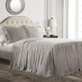 Lush Decor Ruffle Skirt Bedspread Set - 3-Piece Luxurious Farmhouse Bedding - Elegant Ruffle Detail - Timeless Style - Soft Lightweight Sheets - California King, Grey