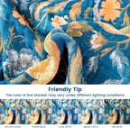 Boho Throw Blanket 50"x60" 100% Cotton Floral Couch Blanket with Flower Bird,ReversibleSoft Breathable Lightweight Spring Decorative Blankets with Fringe for Sofa Chair Bed Decor All Season