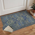 GENIMO Washable Small Reversible Rug 2x3, Low-Pile Non-Slip Kitchen Mat, Small Entryway Rug for Front Door Entrance, Hallway, Bathroom, Vintage Boho Floral Indoor Decor, Beige/Navy