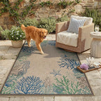 LIVEBOX Modern 3x5 Jute Outdoor Patio Rug, Washable Rugs for Entryway Porch, Coastal Animal Boho Farmhouse Carpet, Non Slip Front Door Mat for Outdoor Indoor Entryway Guestroom Decor (Blue 3'x5')
