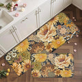 Boho Floral Kitchen Mats for Floor 2PCS Anti Fatigue Mats for Kitchen Floor Cushioned Non Slip Waterproof Memory Foam PVC Kitchen Rugs Set for Sink,Office,Laundry 17.3"x28"+17.3"x47"